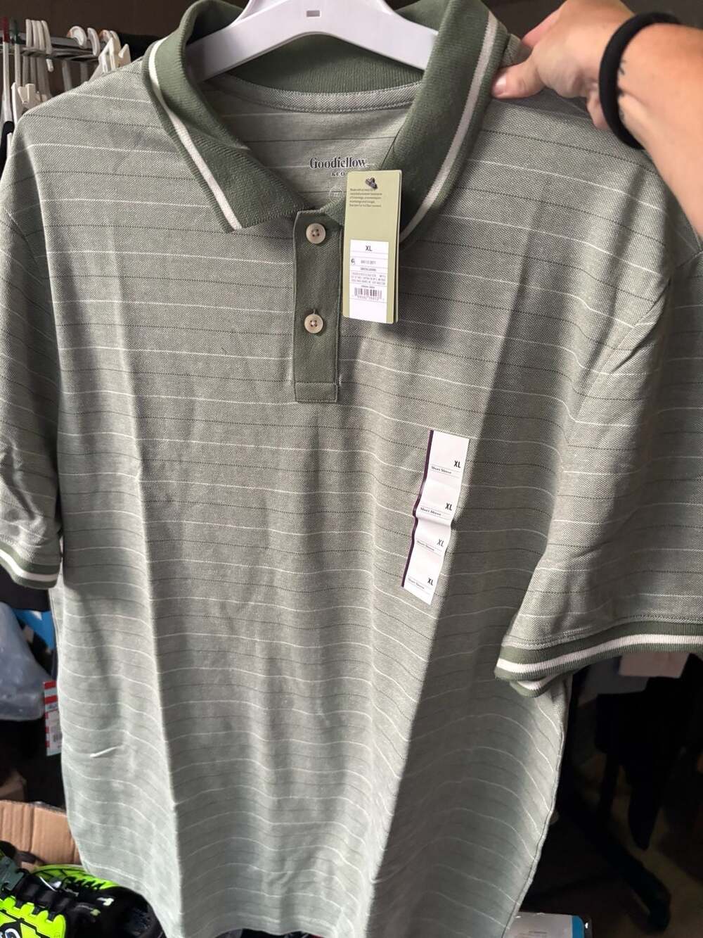 Goodfellow & Co Men's Striped Short Sleeve Polo Shirt Green XL NWT